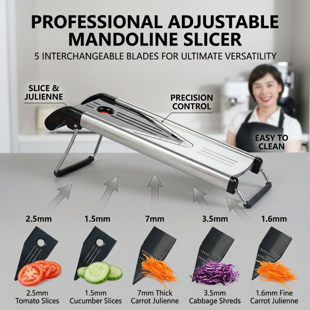 Mandoline Slicer Guard - Mandoline en acier inoxydable réglable avec