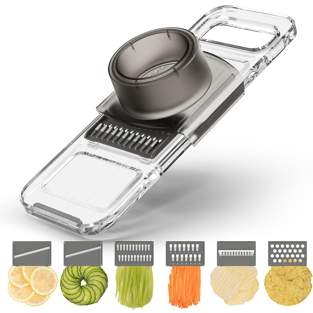 Mandoline Slicer Guard - LMETJMA Mandoline multifonctionnelle 6-en-1, coupe-légumes manuel