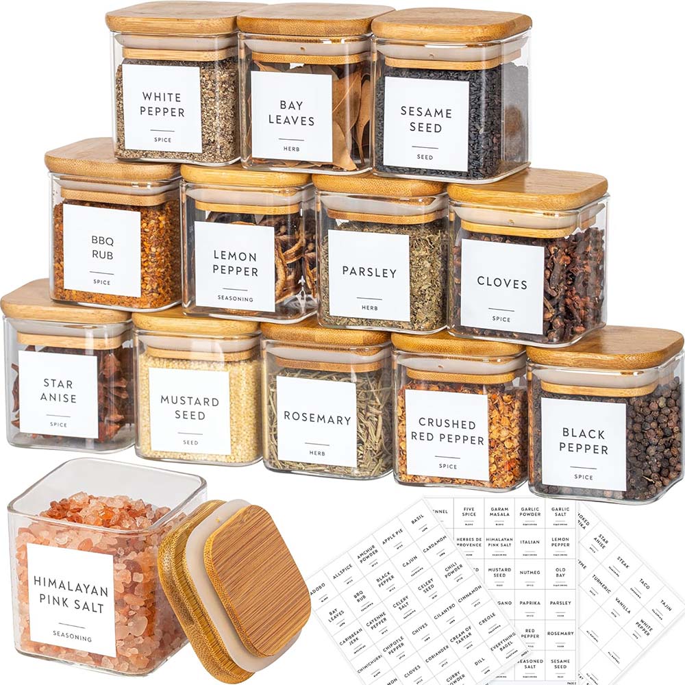 Meal Prep Glass Containers With Lids - Bocaux à Épices Carrés en Verre