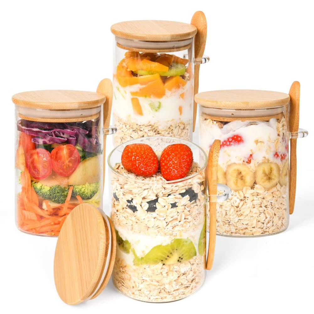 Meal Prep Overnight Oats - 1/2/3/4 pots en verre hermétiques de