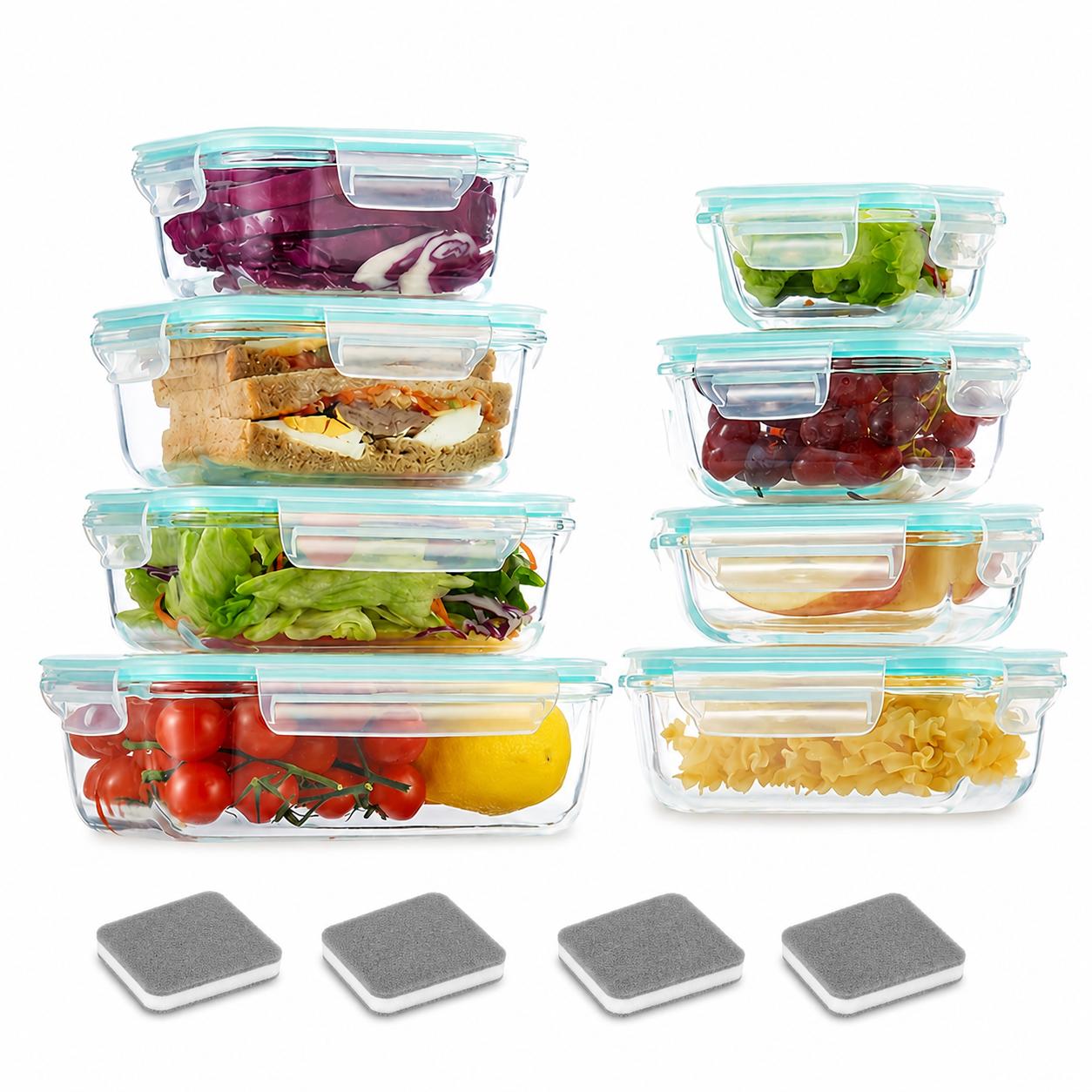 Meal Prep Glass Containers With Lids - 16 contenants en verre hermétiques pour