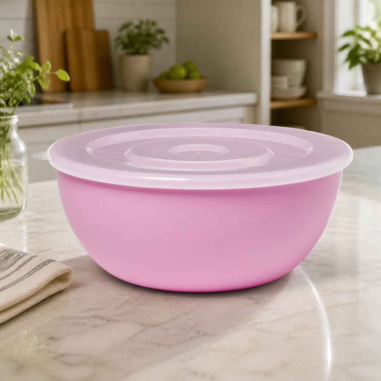 Meal Prep Container - Bol rose avec couvercle assorti, récipient
