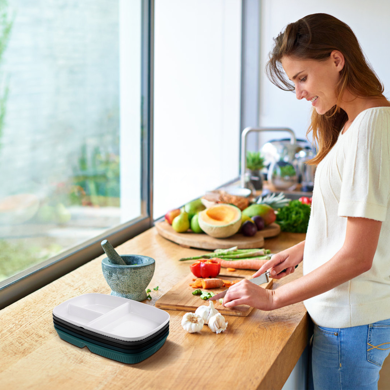 Lot de 5 assiettes repas compa - Meal Prep Diet avis et prix