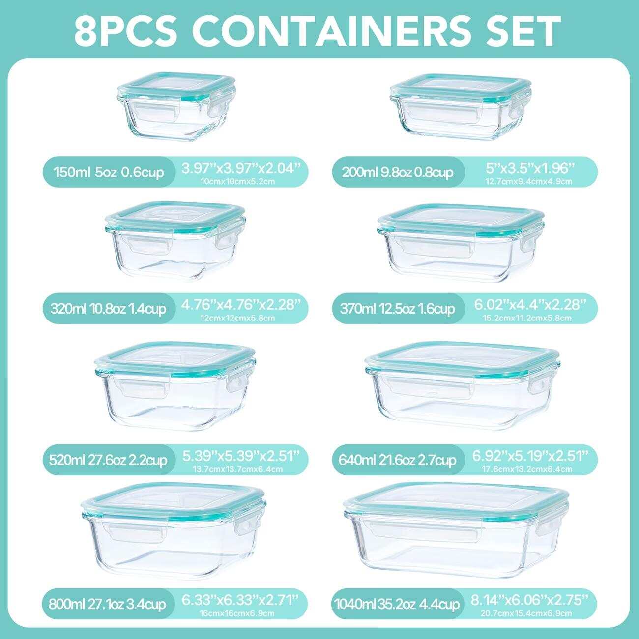16 contenants en verre herméti - Meal Prep Glass Containers With Lids avis et prix